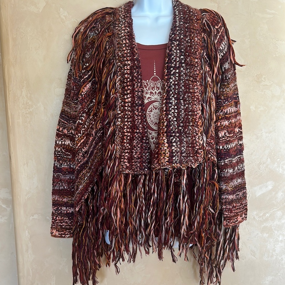Free 🦅 People Fringed Multicolor Sweater - L